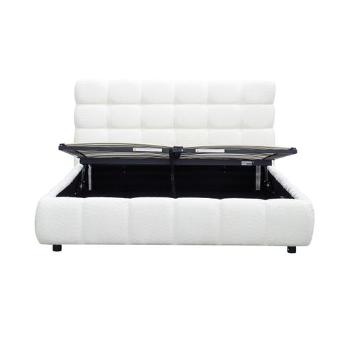 Lit coffre 160x200 cm NUAGE tissu effet boucle capitonné