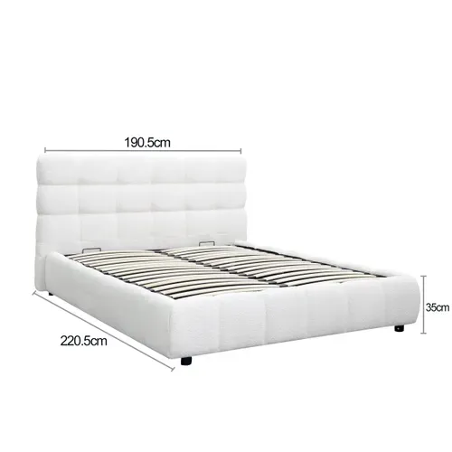 Lit coffre 160x200 cm NUAGE tissu effet boucle capitonné