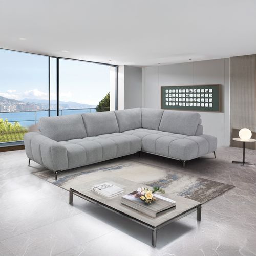Canapé d'angle droit LOTTIE tissu gris