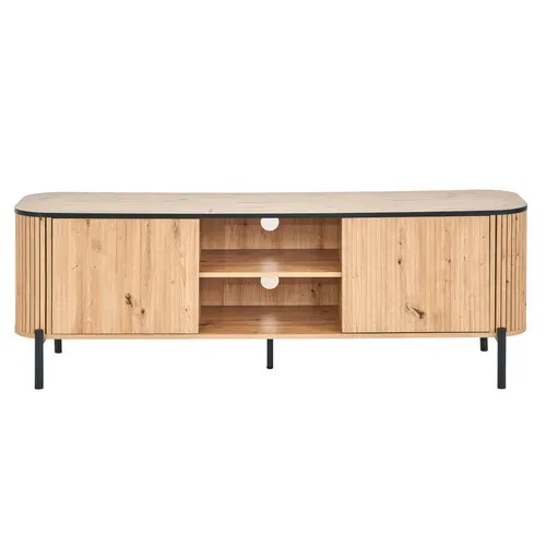 Meuble TV L. 160 cm ADRIAN Imitation chêne vue de face