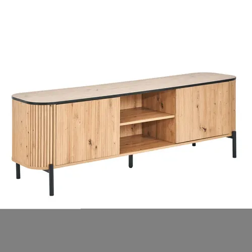 Meuble TV L. 160 cm ADRIAN Imitation chêne vue 3/4