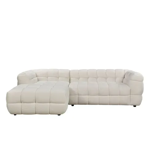 Canapé d'angle gauche BULLE tissu bouclette crème vue de face
