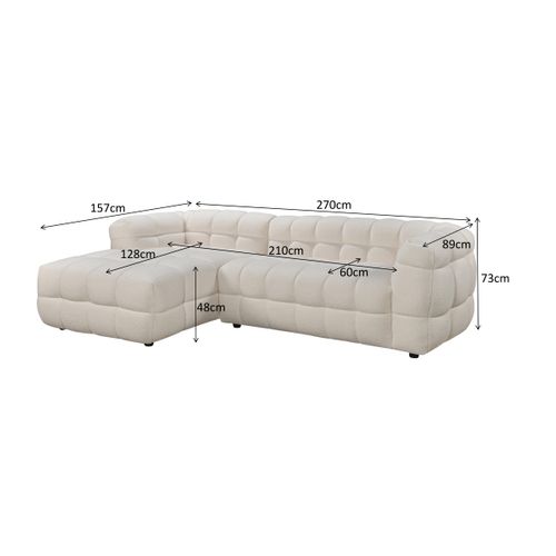 Canapé d'angle gauche BULLE tissu bouclette crème
