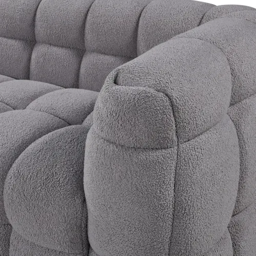 Canapé d'angle gauche BULLE tissu bouclette gris