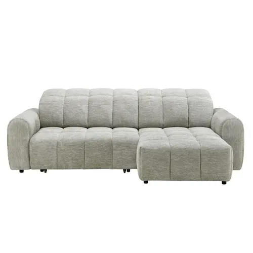 Canapé relax électrique CHARLES II méridienne droite grege vue de face