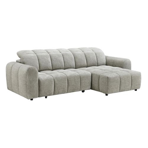 Canapé relax électrique CHARLES II méridienne droite grege vue 3/4