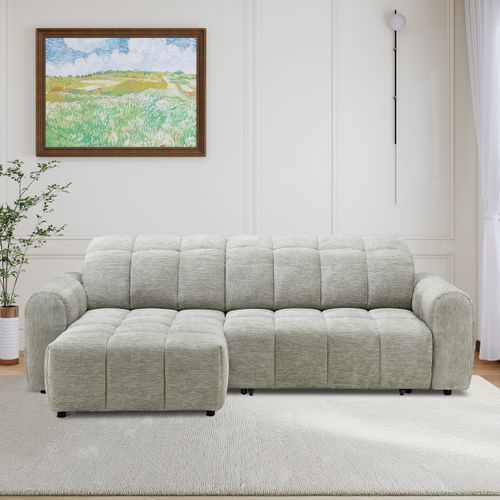 Canapé relax électrique CHARLES II méridienne gauche grege vue d'ambiance 1