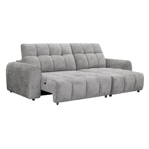 Canapé relax électrique CHARLES II méridienne droite gris clair