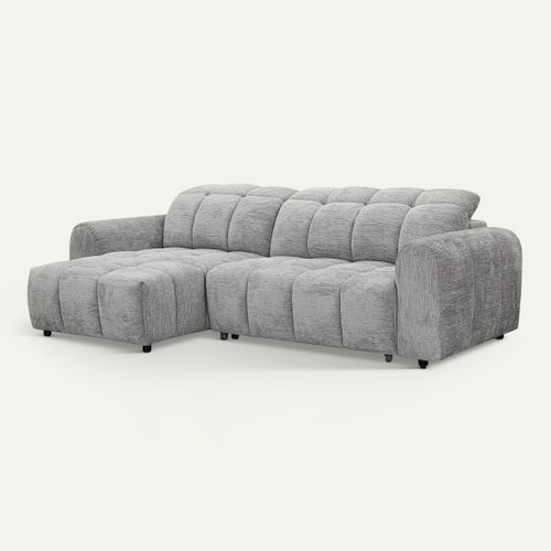 Canapé relax électrique CHARLES II méridienne gauche gris clair vue 3/4