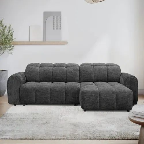 Canapé relax électrique CHARLES II méridienne droite gris foncé