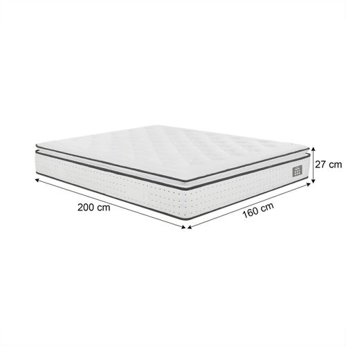 Matelas ressorts 160x200 cm AUREAL avec latex + 3 cm mémoire de forme ép. 27 cm
