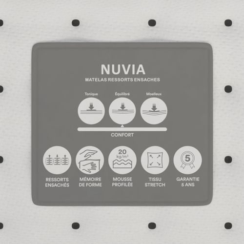 Matelas ressorts 160x200 cm avec 6 cm mémoire de forme NUVIA ép. 30 cm