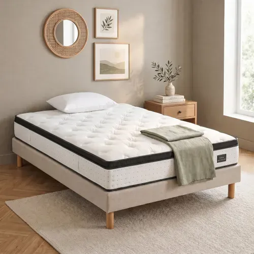 Matelas ressorts 160x200 cm avec 6 cm mémoire de forme NUVIA ép. 30 cm vue d'ambiance 1