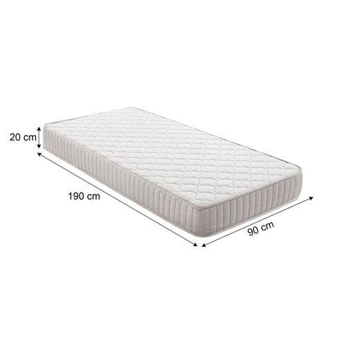 Matelas mousse 90x190 cm avec 2 cm mémoire de forme SOLANO ép. 20 cm