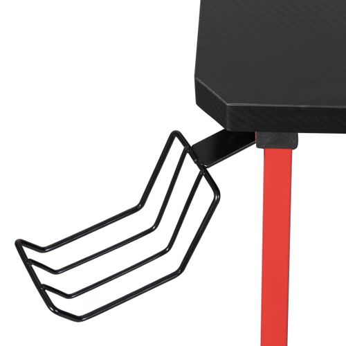 Bureau gamer CODE 2 noir et rouge vue accessoires