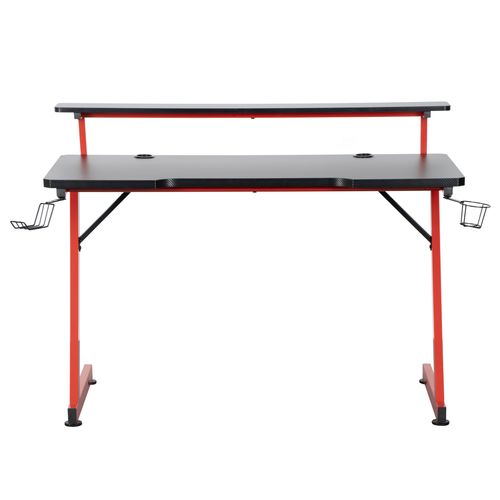 Bureau gamer CODE 2 noir et rouge vue de face