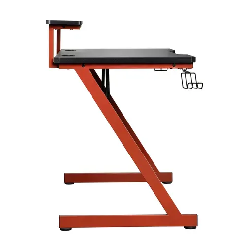 Bureau gamer CODE 2 noir et rouge vue de profil