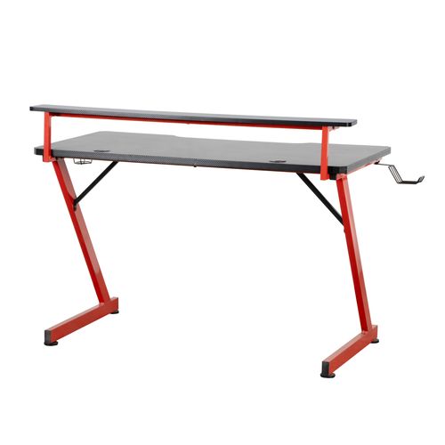 Bureau gamer CODE 2 noir et rouge vue de derrière