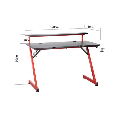 Bureau gamer CODE 2 noir et rouge