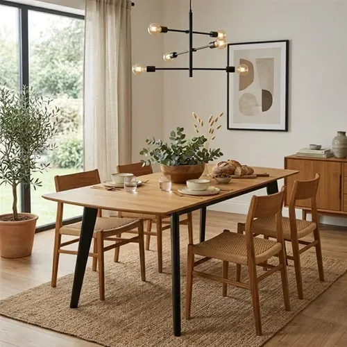 Table extensible L160-200 cm MALENA scandinave bois et noir