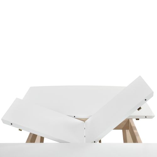 Table extensible L160-200 cm MALENA scandinave blanc vue accessoires