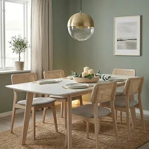 Table extensible L160-200 cm MALENA scandinave blanc vue d'ambiance 1