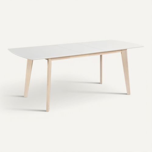 Table extensible L160-200 cm MALENA scandinave blanc vue 3/4