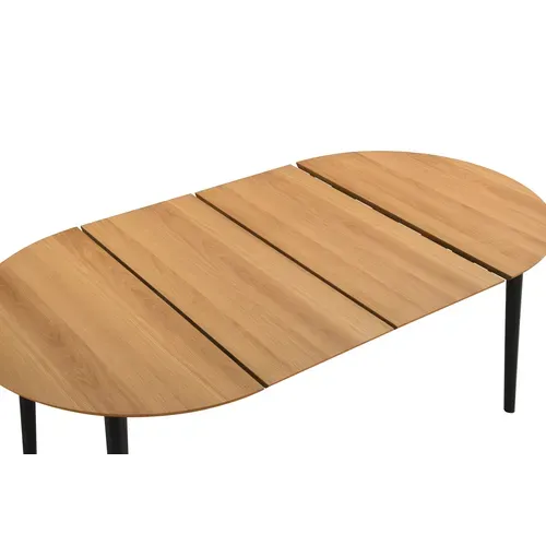 Table ronde + 2 extensions L.100 à 180 cm MALENA scandinave bois et noir vue détaillée