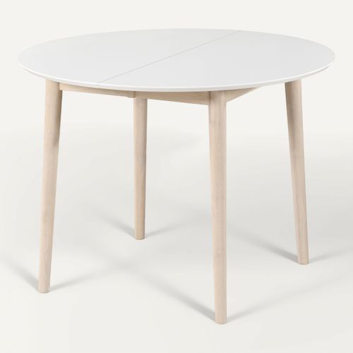 Table ronde + 2 extensions L.100 à 180 cm MALENA scandinave Bois et blanc vue de face
