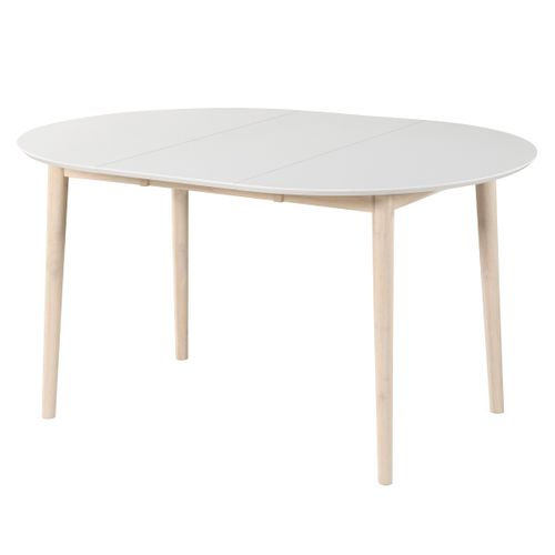 Table ronde + 2 extensions L.100 à 180 cm MALENA scandinave Bois et blanc vue de profil