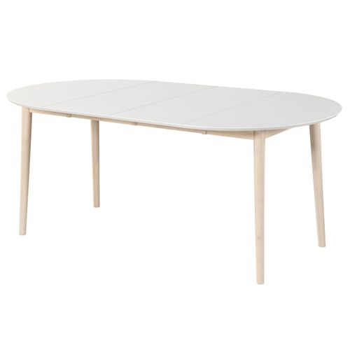 Table ronde + 2 extensions L.100 à 180 cm MALENA scandinave Bois et blanc