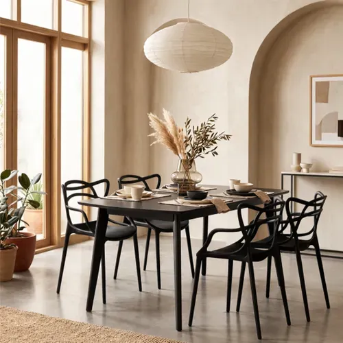 Table extensible L120-160 cm MALENA scandinave noir