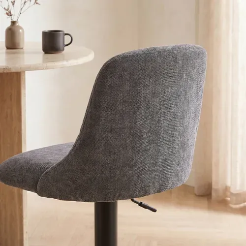 Lot de 2 tabourets de bar pivotants H.63cm et up&down LARISSA tissu gris foncé