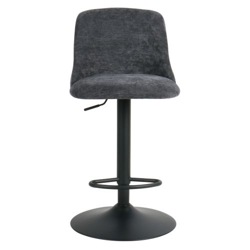 Lot de 2 tabourets de bar pivotants H.63cm et up&down LARISSA tissu gris foncé