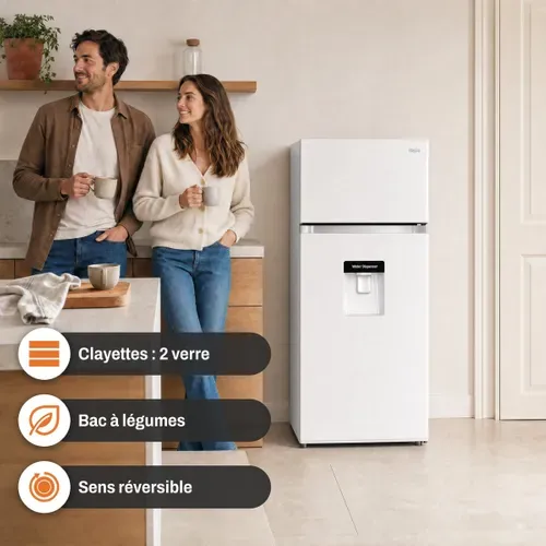 Réfrigérateur 2 portes FAR DPG2025EWAQUA 204L Blanc vue de profil