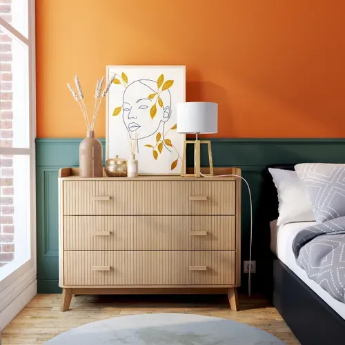 Commode 3 tiroirs OSAKA Imitation chêne