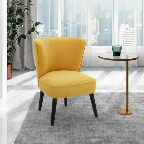 Fauteuil HARRY III tissu velours jaune vue d'ambiance 1