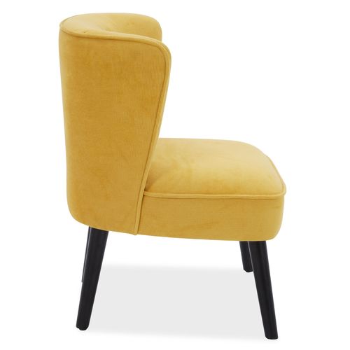 Fauteuil HARRY III tissu velours jaune vue de profil