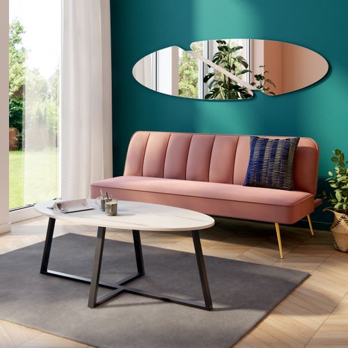 Table basse MODENA Effet marbre blanc vue d'ambiance 1