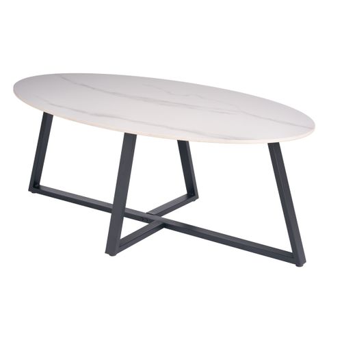 Table basse MODENA Effet marbre blanc vue de profil