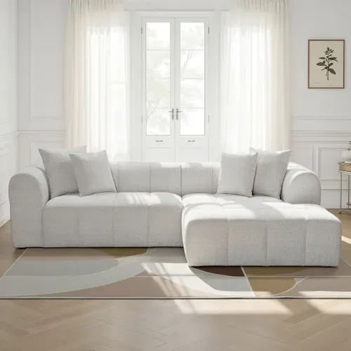 Canapé d'angle droit IRIS tissu grège