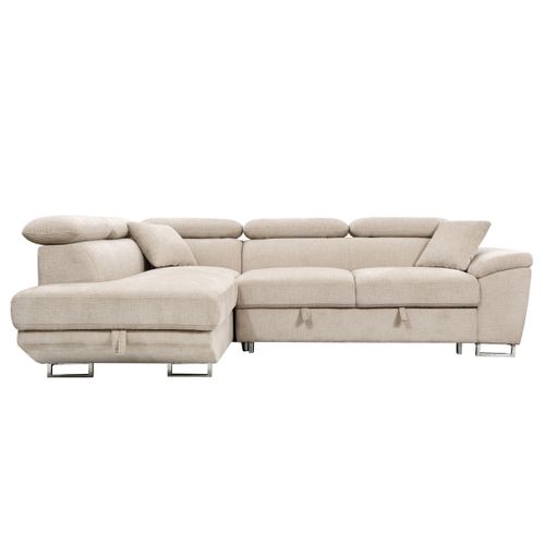 Canapé d'angle gauche convertible ILAN tissu beige