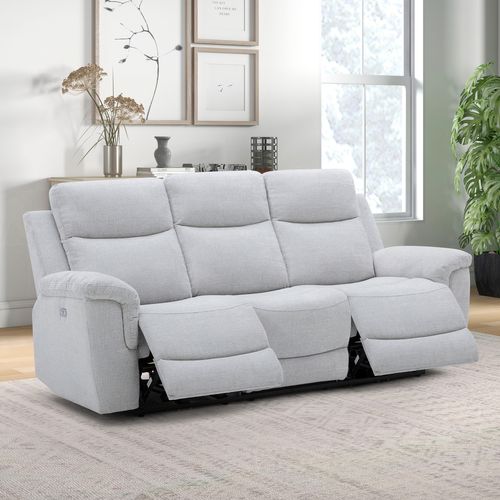 Canapé 3 places 2 relax éléctrique CEZAR tissu gris