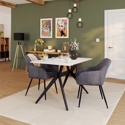 Fauteuil velours HONORE Gris vue d'ambiance 1
