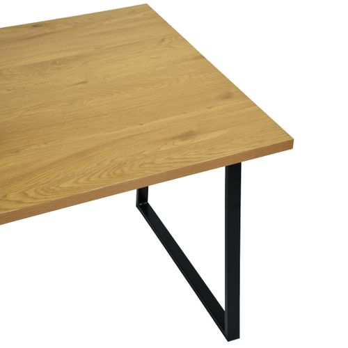 Ensemble table + 2 bancs DANNY imitation chêne et noir