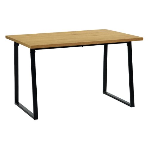 Ensemble table + 2 bancs DANNY imitation chêne et noir