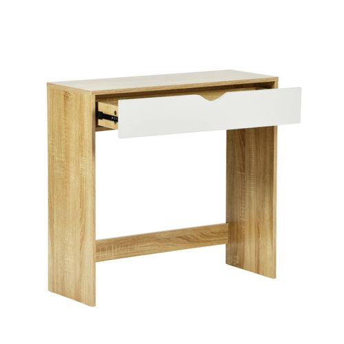 Console CATHY Imitation chêne et blanc