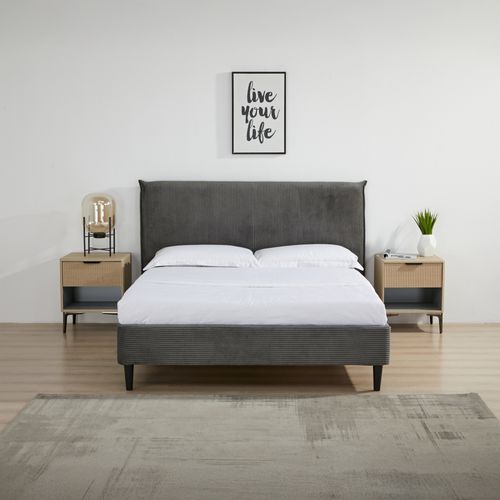 Lit 140x190 cm Brio Velours gris