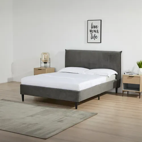 Lit 140x190 cm Brio Velours gris