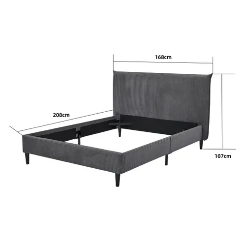 Lit 140x190 cm Brio Velours gris